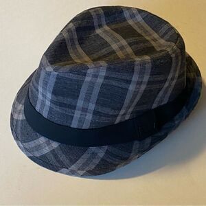 Levi’s Fedora Hat 100% cotton Gray black plaid mens S/M
